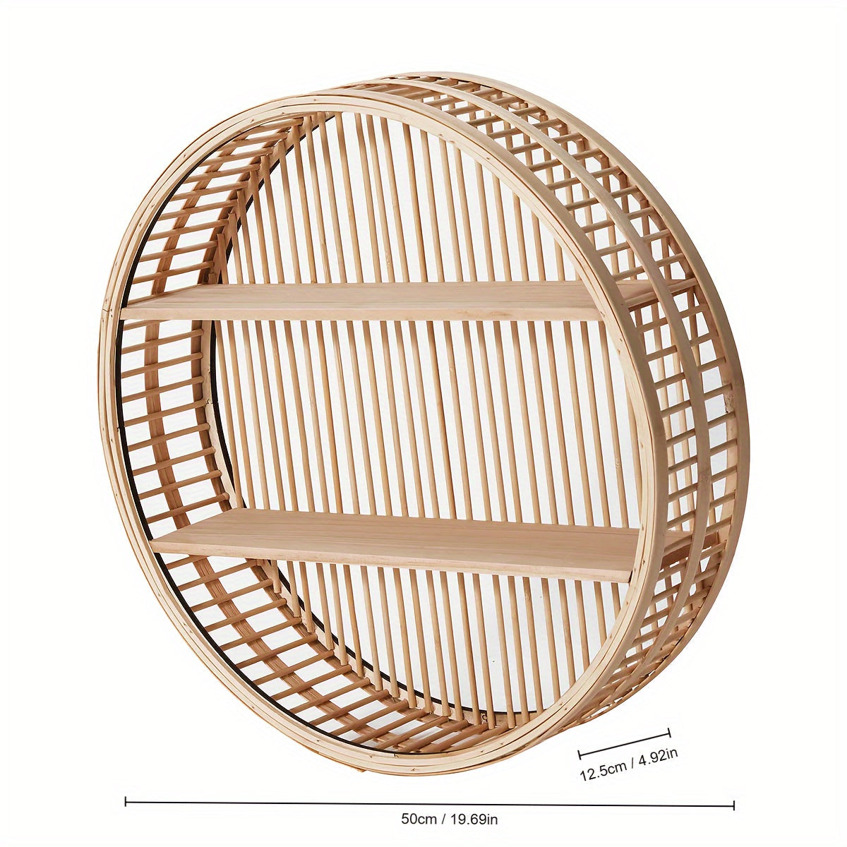 Rond bamboe wandrek handgemaakt – natuurlijke wanddecoratie