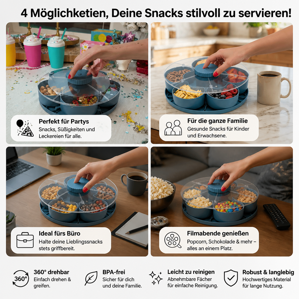 Draaibare Serveerschaal met Vakken voor Snacks en Hapjes