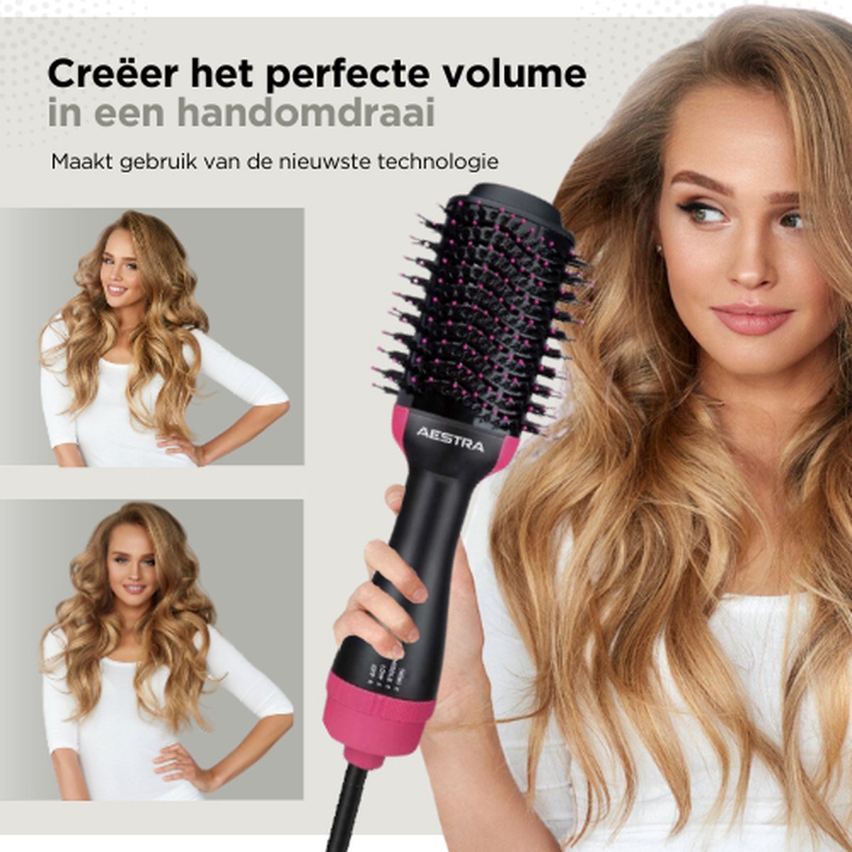 2-in-1 Föhnborstel met Ionentechnologie voor Glad en Glanzend Haar