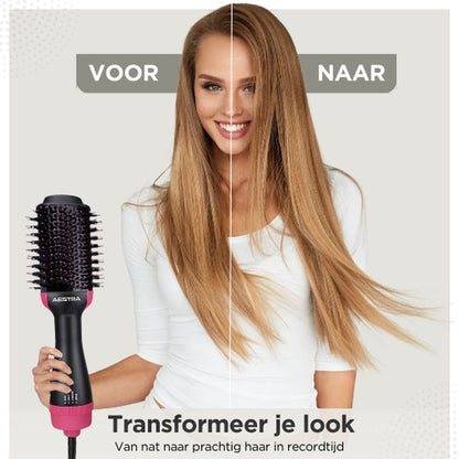 2-in-1 Föhnborstel met Ionentechnologie voor Glad en Glanzend Haar