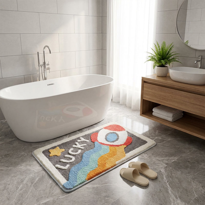 Badkamermat met raketendesign – antislip en extra absorberend