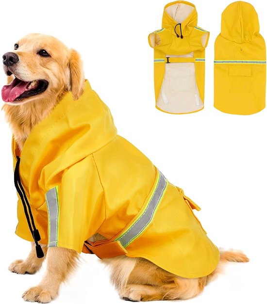 Honden-regenjas waterdicht met reflectoren voor veilige wandelingen