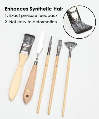 Professionele Penselenset 24 Stuks met Paletmes – Acryl, Aquarel & Olieverf