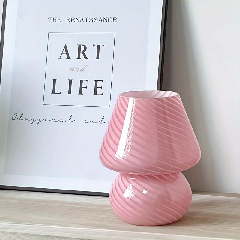Glazen paddenstoellamp met retro design en dimfunctie