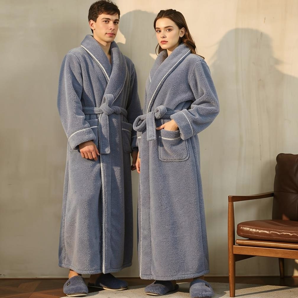 Lange badjas met sjaalkraag – warm en comfortabel voor dames en heren