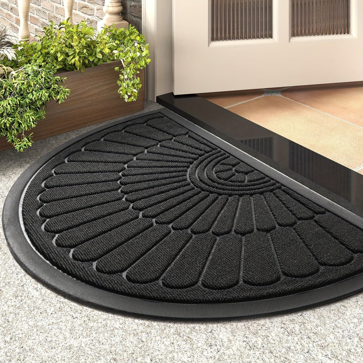 Rubberen deurmat halfrond – antislip voor binnen en buiten
