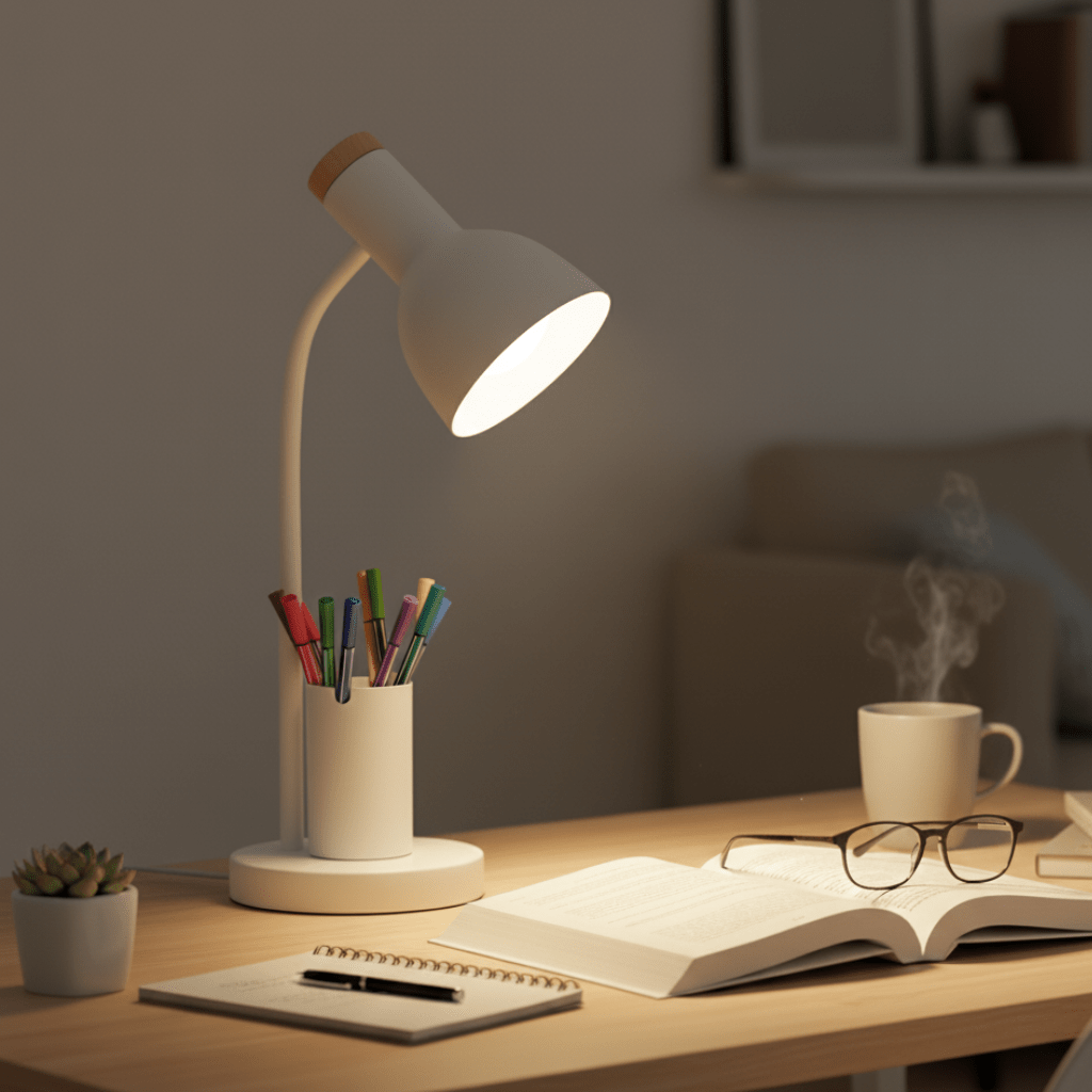 LED-bureaulamp met pennenhouder voor kantoor en thuiskantoor