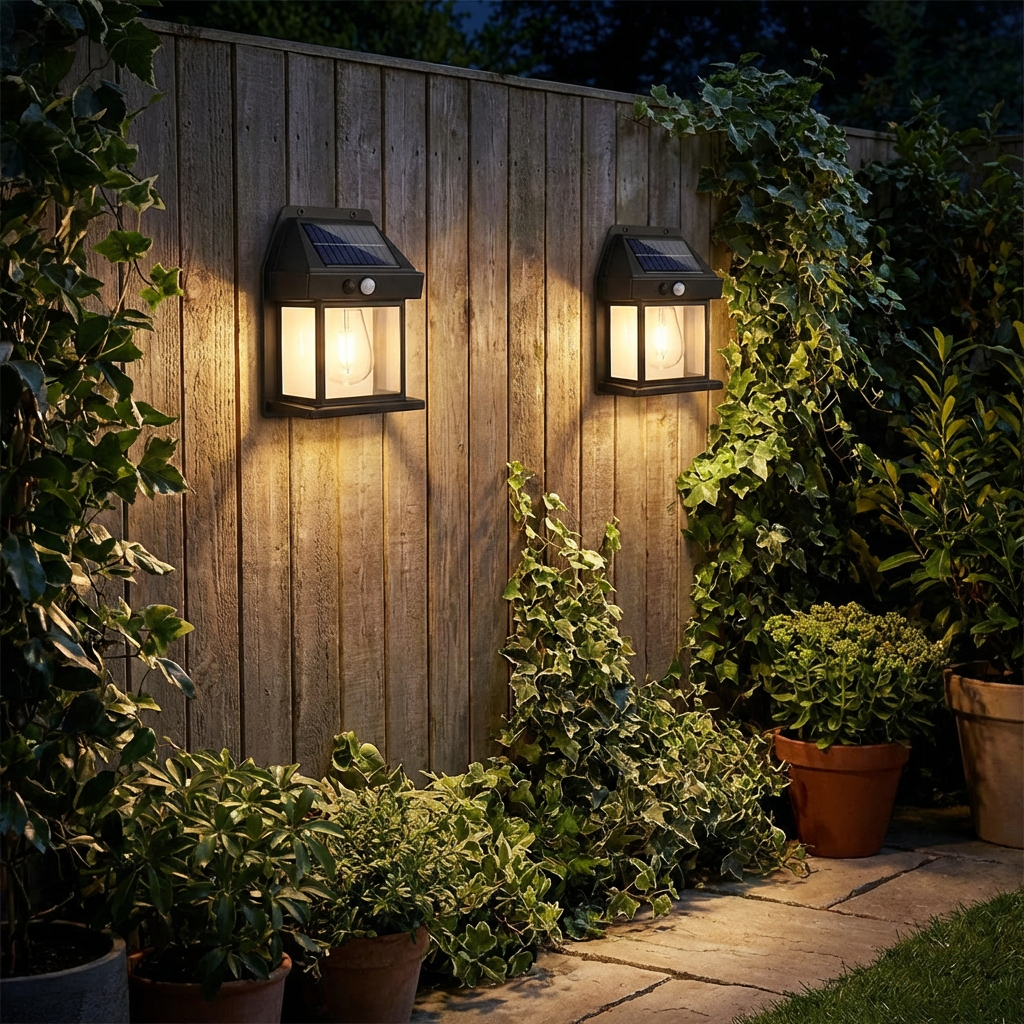 Zonne-energie LED-wandlamp met bewegingssensor voor tuin en hek