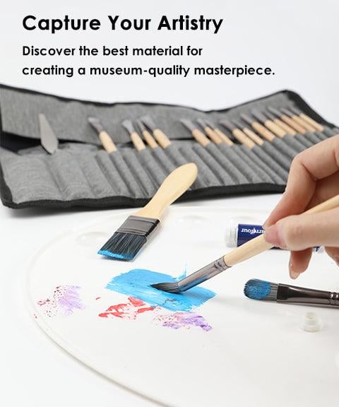 Professionele Penselenset 24 Stuks met Paletmes – Acryl, Aquarel & Olieverf