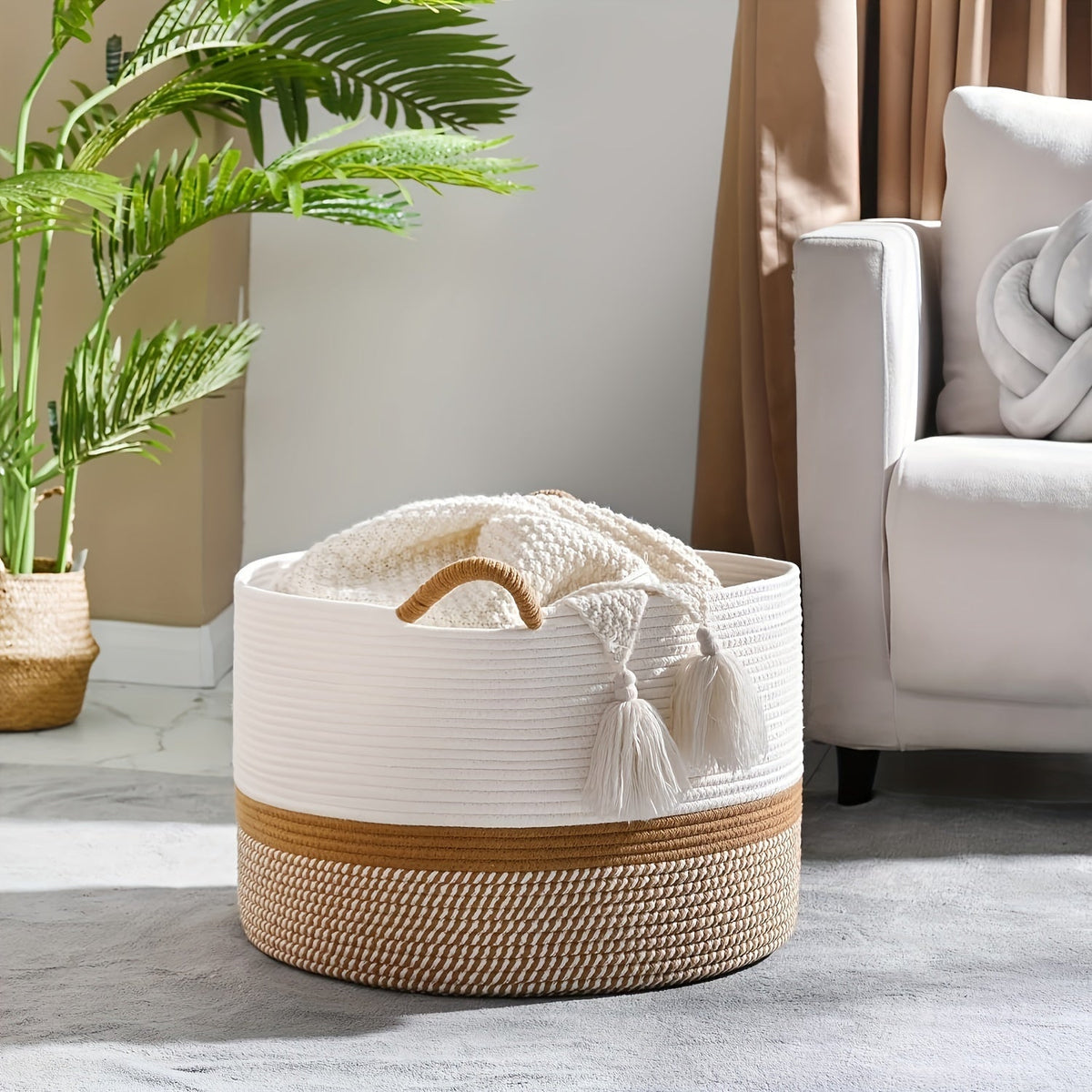 Katoenen opbergmand in boho-stijl – veelzijdig en decoratief