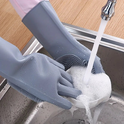 Siliconen Afwashandschoenen met Ingebouwde Borstels voor Keukenreiniging