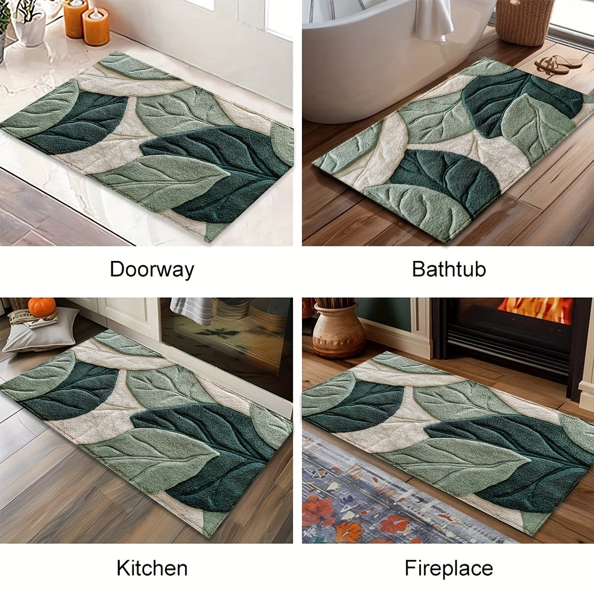 Badkamermat met bladpatroon – zacht, absorberend en antislip