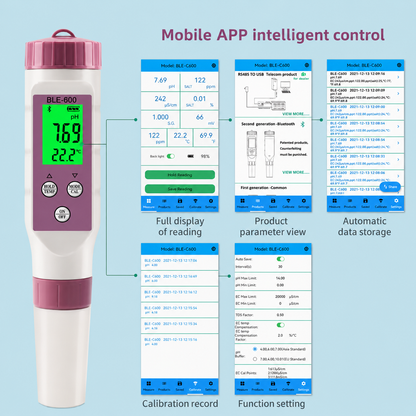 7-in-1 Digitale Waterkwaliteitsmeter met Bluetooth voor Zwembad en Aquarium
