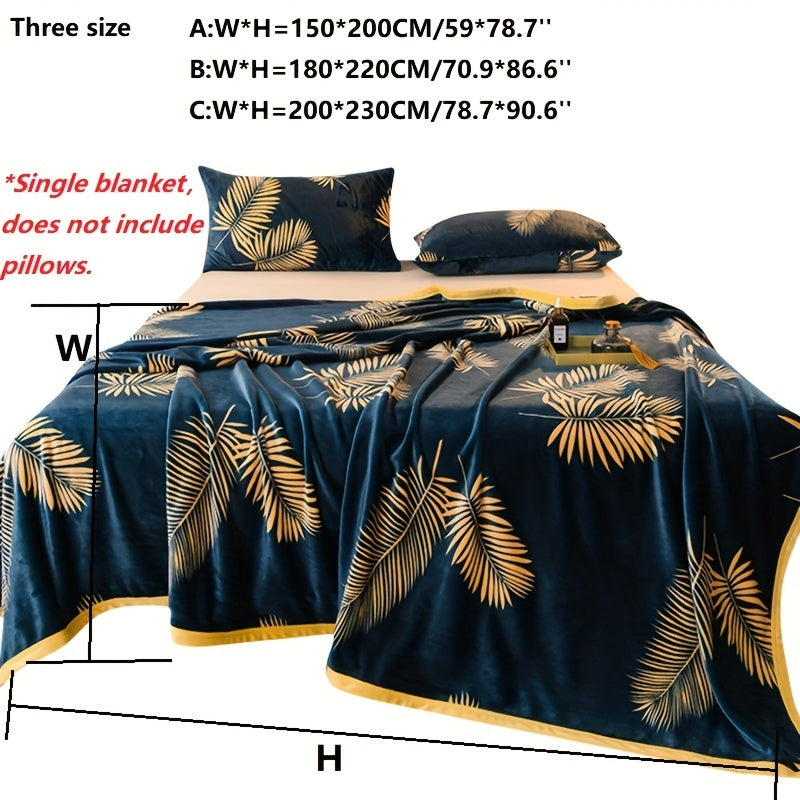 Zachte fleece deken met tropisch bladpatroon – lichtgewicht en warm