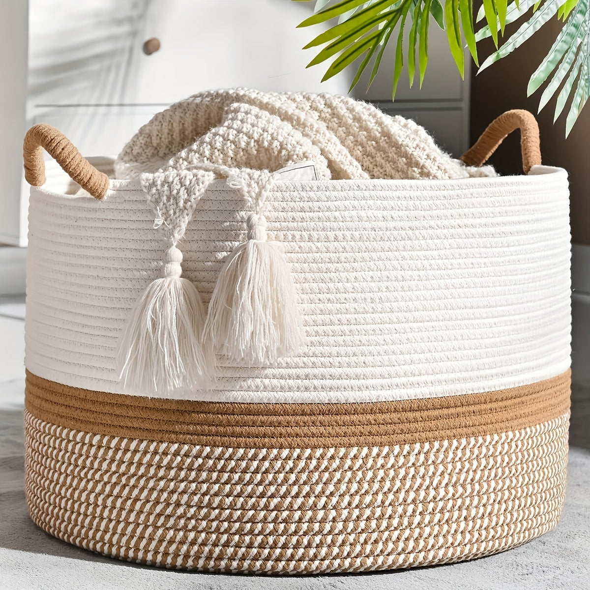 Katoenen opbergmand in boho-stijl – veelzijdig en decoratief