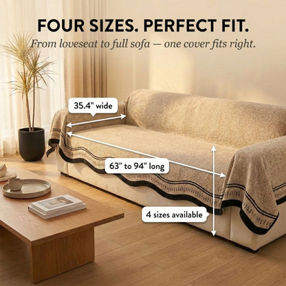 Antislip Bankhoes van Chenille met Visgraatpatroon – Machinewasbaar