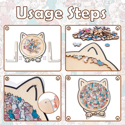 Houten Kattenpuzzel 135 Stukjes – Mindful Puzzelen met Kunstzinnig Design