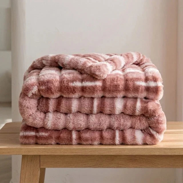 Kunstbont knuffeldeken in konijnenbontlook – zacht en warm