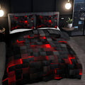 Geometrisch dekbedovertrek set met neon 3D grid print – microfiber