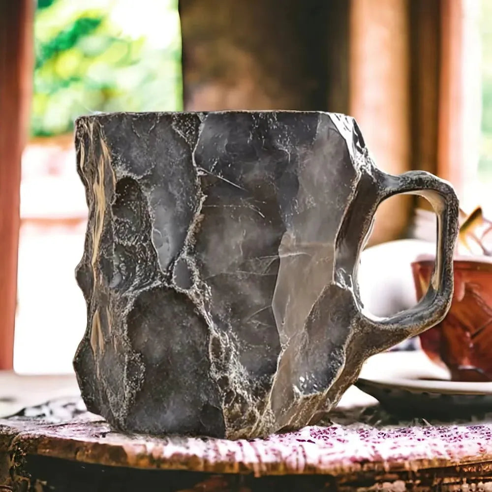 Handgemaakte Koffiekop van Mineraalsteen – Jaspis, Onyx of Kwarts
