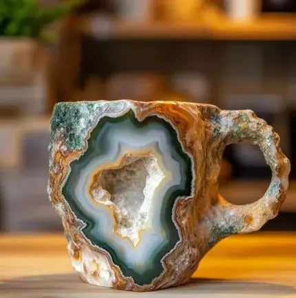 Handgemaakte Koffiekop van Mineraalsteen – Jaspis, Onyx of Kwarts