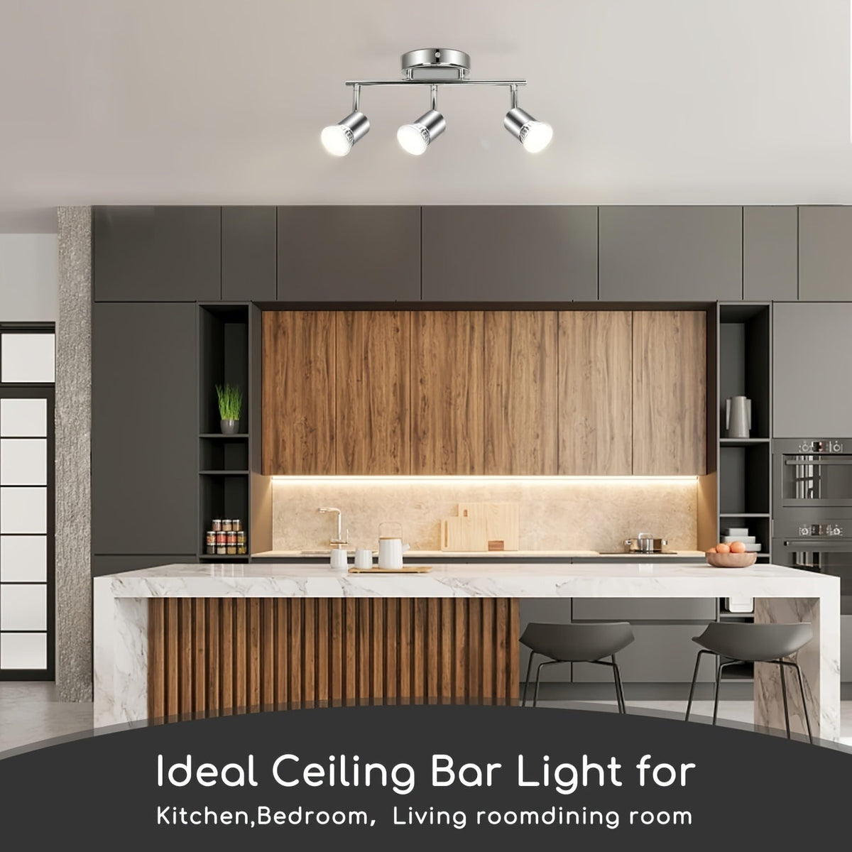 LED plafondlamp met 3 draaibare GU10 spots voor gerichte verlichting