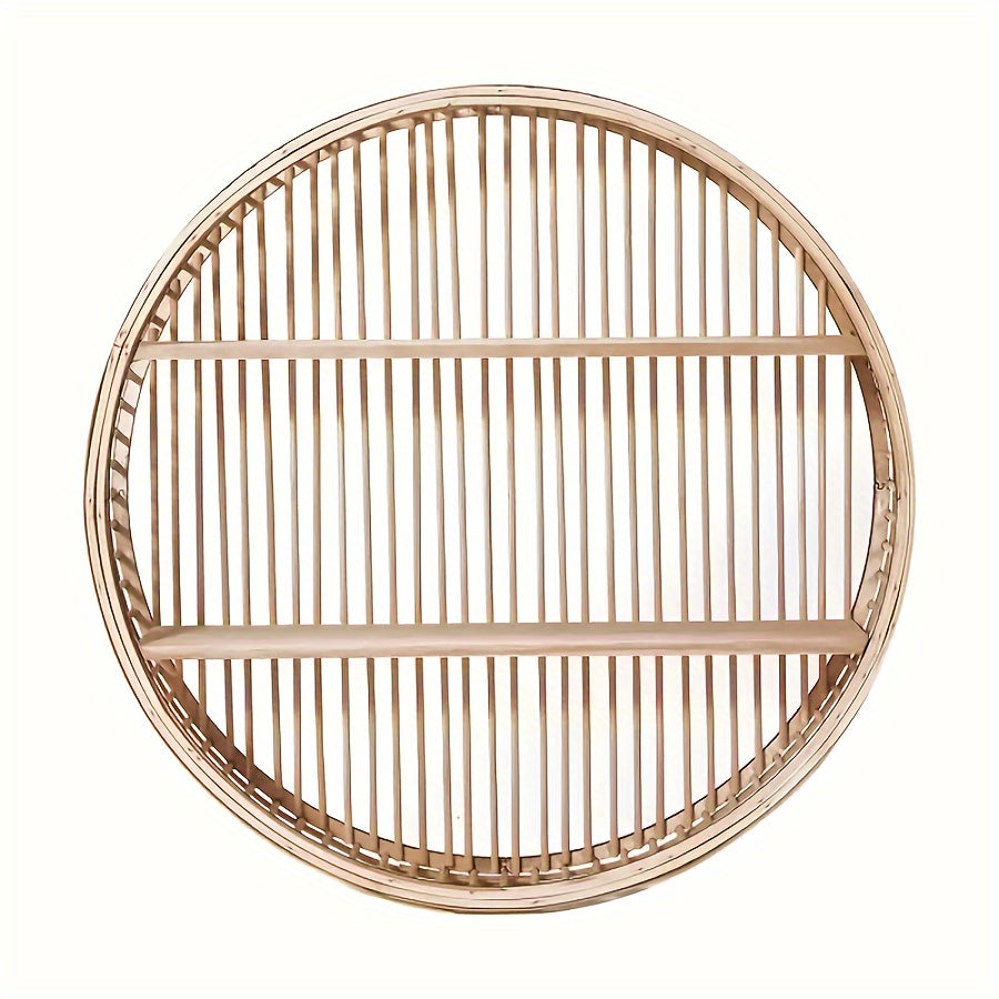 Rond bamboe wandrek handgemaakt – natuurlijke wanddecoratie