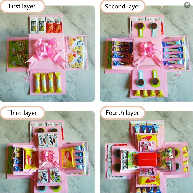 5-Laags Explosiedoos voor Foto's en Cadeaus – DIY Verrassingsdoos