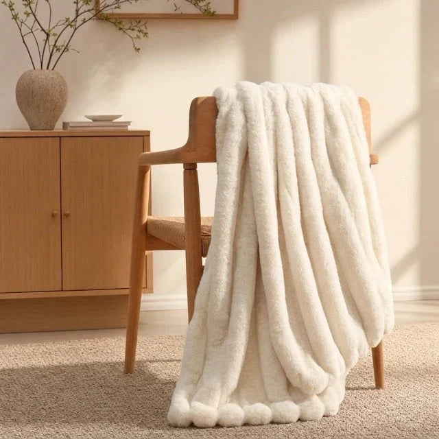 Kunstbont knuffeldeken in konijnenbontlook – zacht en warm