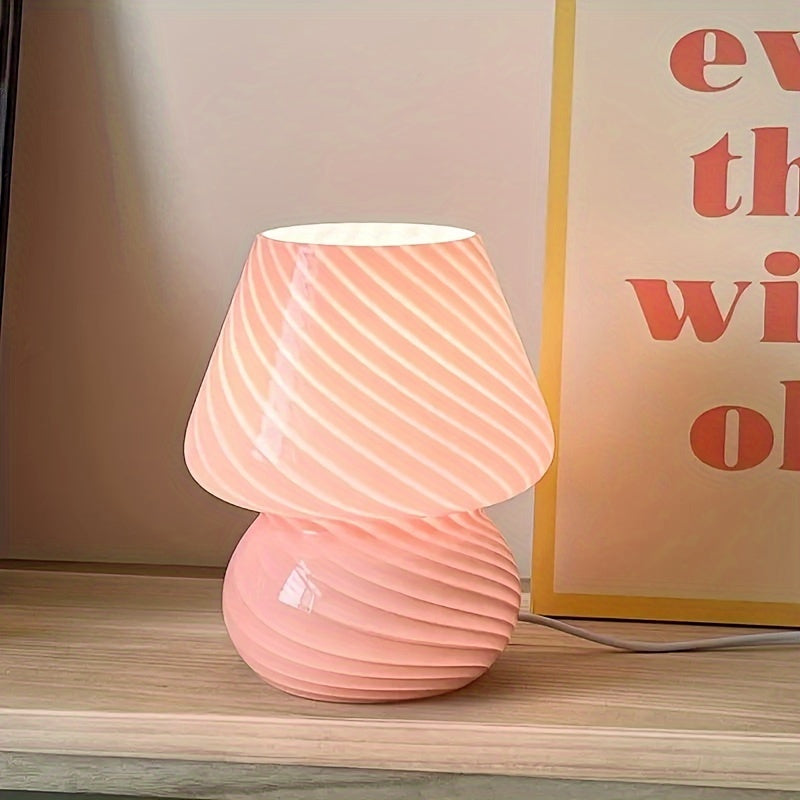 Glazen paddenstoellamp met retro design en dimfunctie