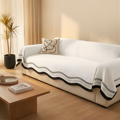 Antislip Bankhoes van Chenille met Visgraatpatroon – Machinewasbaar