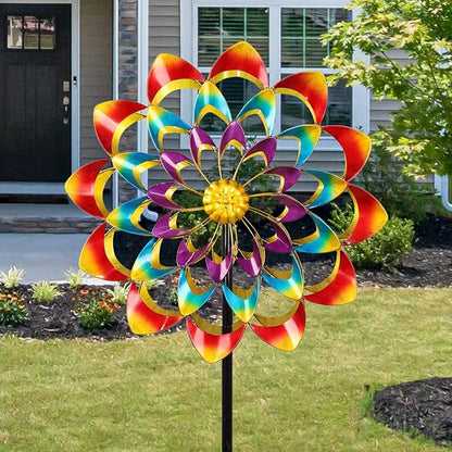 Decoratieve Metalen Tuin Windmolen met Bloemdesign – Weerbestendig