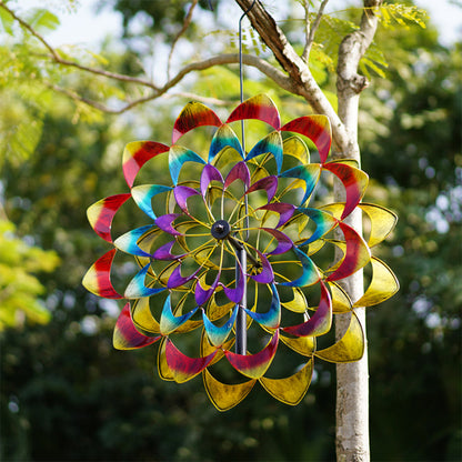 Decoratieve Metalen Tuin Windmolen met Bloemdesign – Weerbestendig