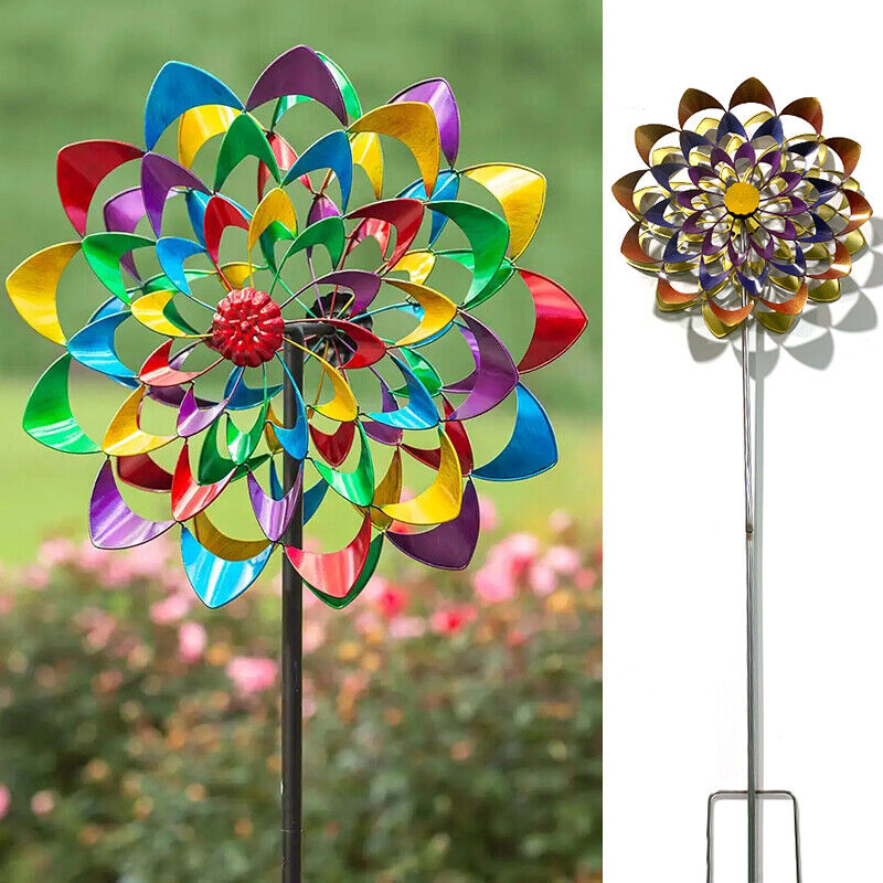 Decoratieve Metalen Tuin Windmolen met Bloemdesign – Weerbestendig