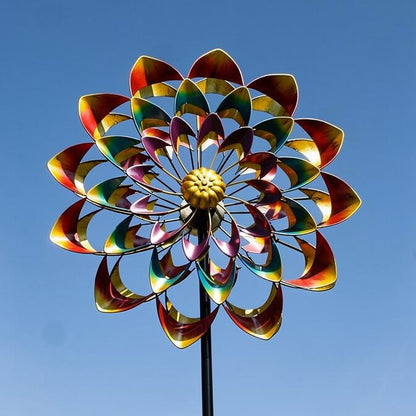 Decoratieve Metalen Tuin Windmolen met Bloemdesign – Weerbestendig