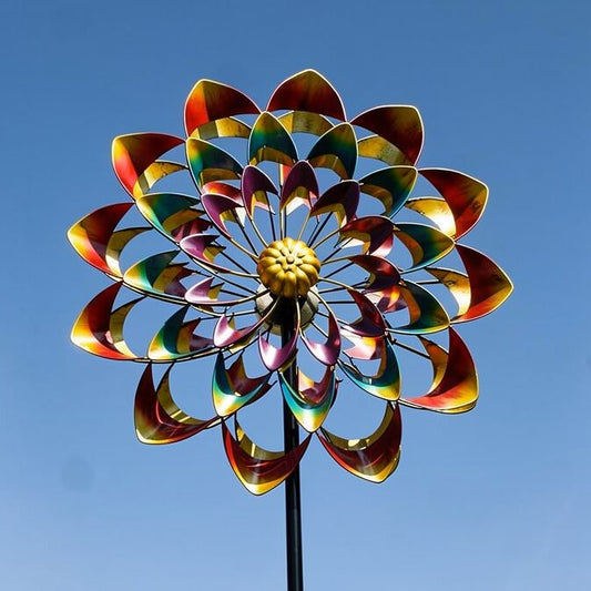 Decoratieve Metalen Tuin Windmolen met Bloemdesign – Weerbestendig