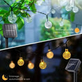 Zonne-energie LED-lichtsnoer met kristallen bollen voor tuin en terras