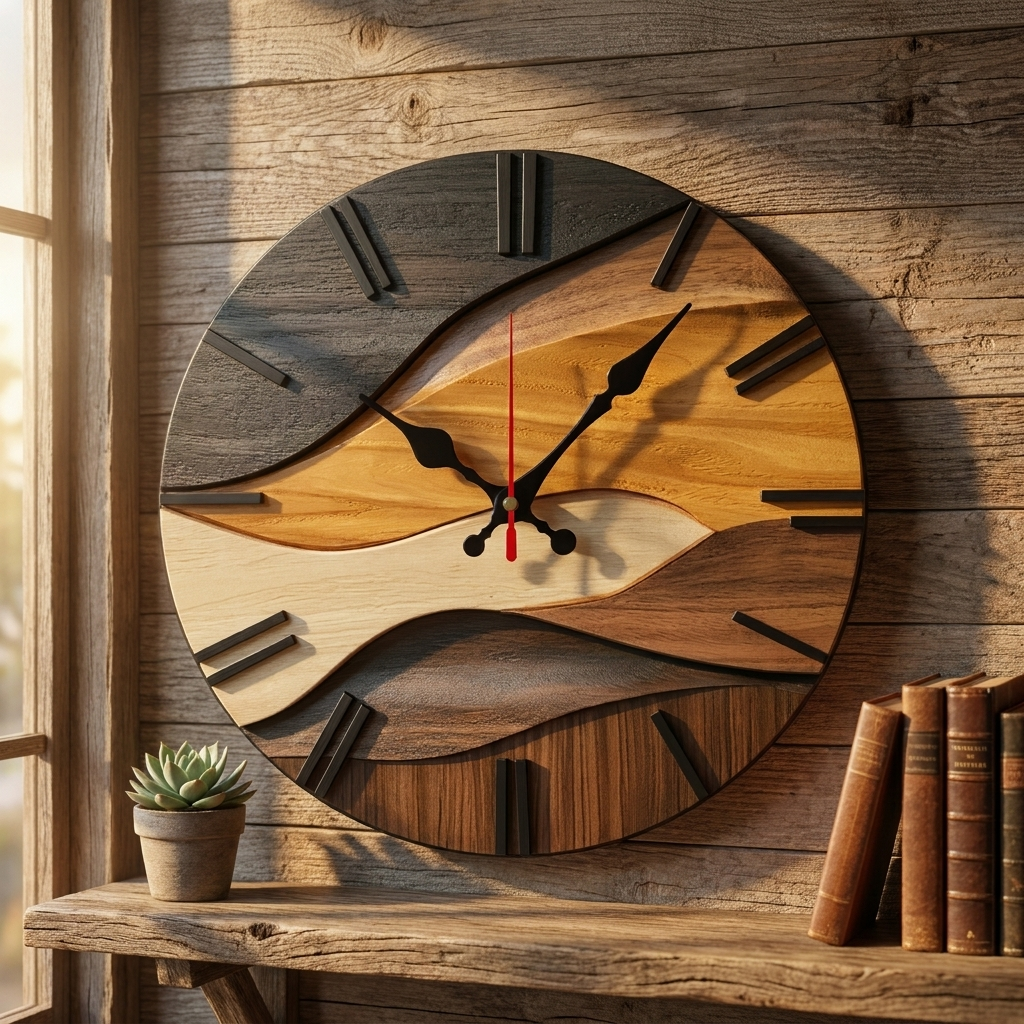 Ronde wandklok met geruisloos uurwerk en Scandinavisch design