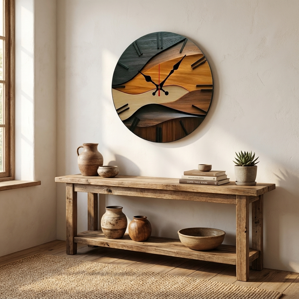 Ronde wandklok met geruisloos uurwerk en Scandinavisch design