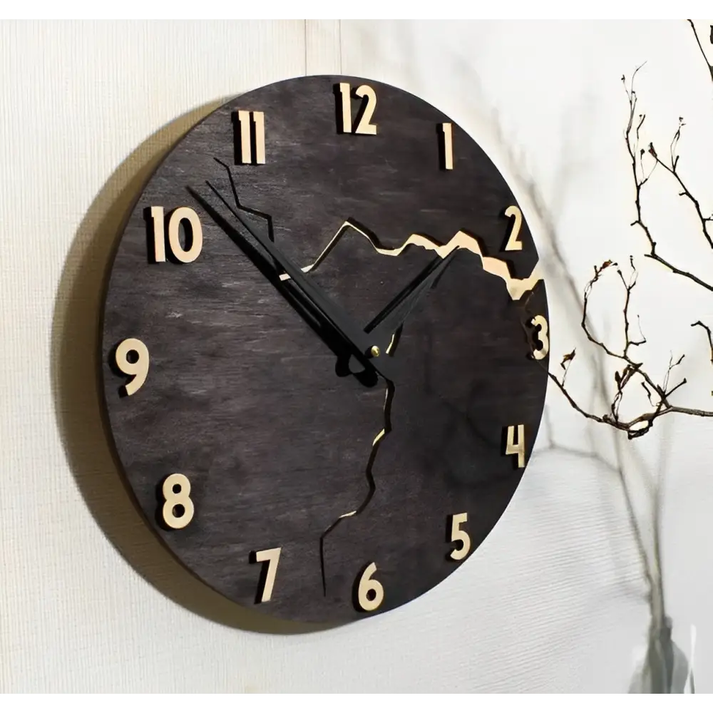 Wandklok van bamboe en hout met stil quartz uurwerk
