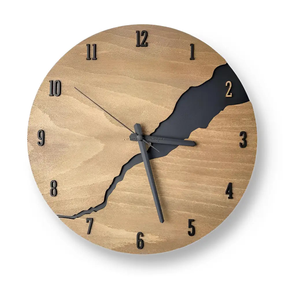 Wandklok van bamboe en hout met stil quartz uurwerk