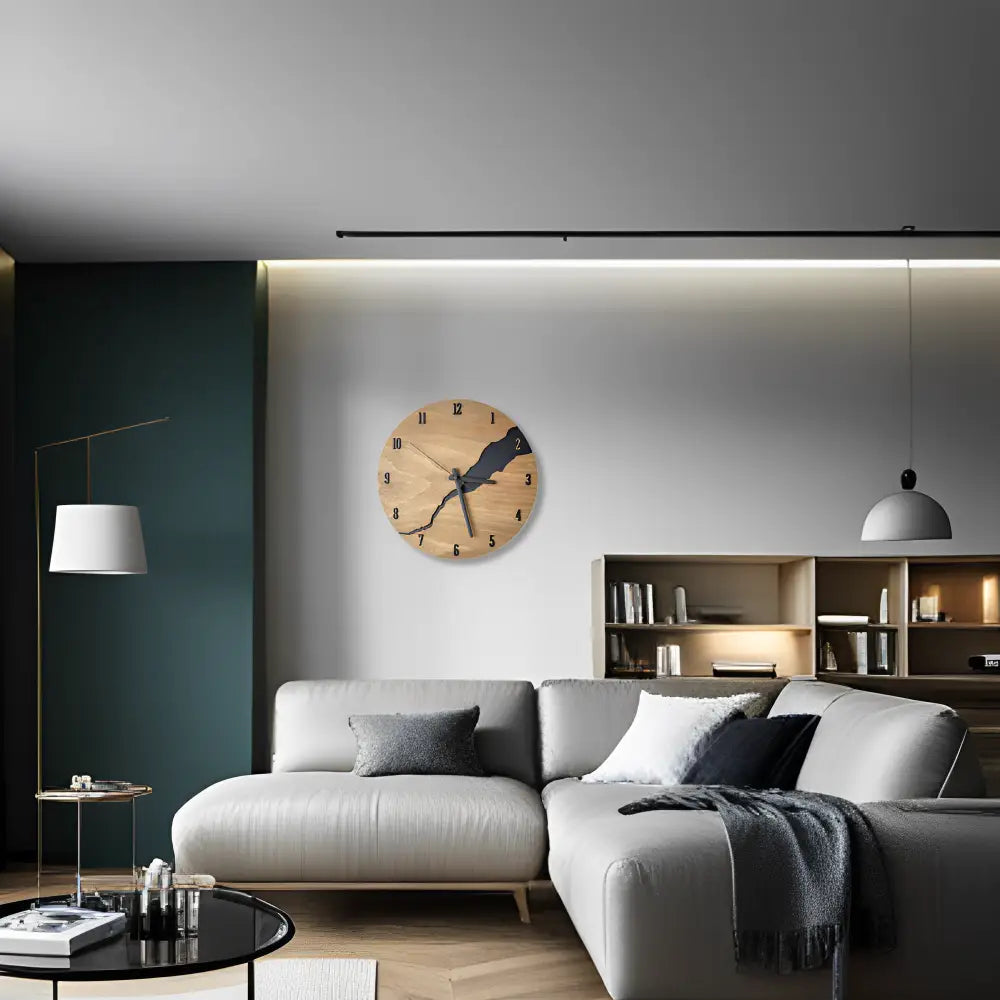 Wandklok van bamboe en hout met stil quartz uurwerk