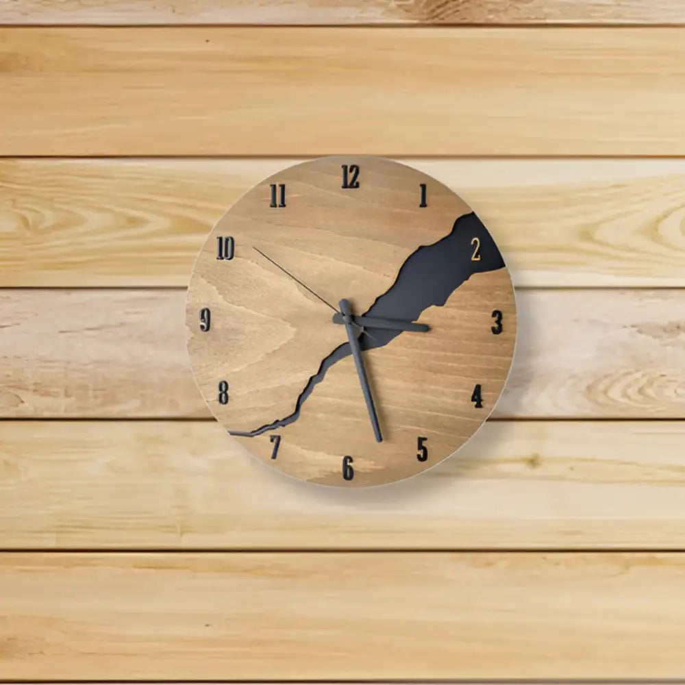 Wandklok van bamboe en hout met stil quartz uurwerk