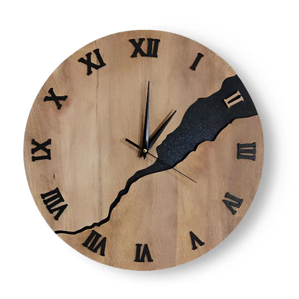 Wandklok van bamboe en hout met stil quartz uurwerk