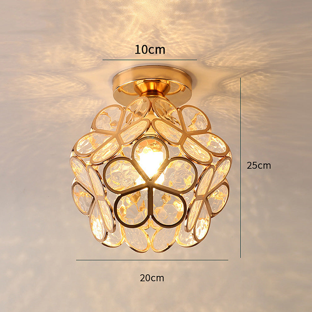 Bloemvormige plafondlamp met kristaldesign voor elegante ruimtes