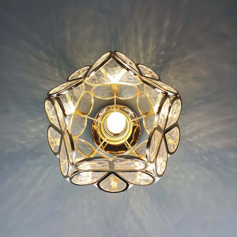 Bloemvormige plafondlamp met kristaldesign voor elegante ruimtes