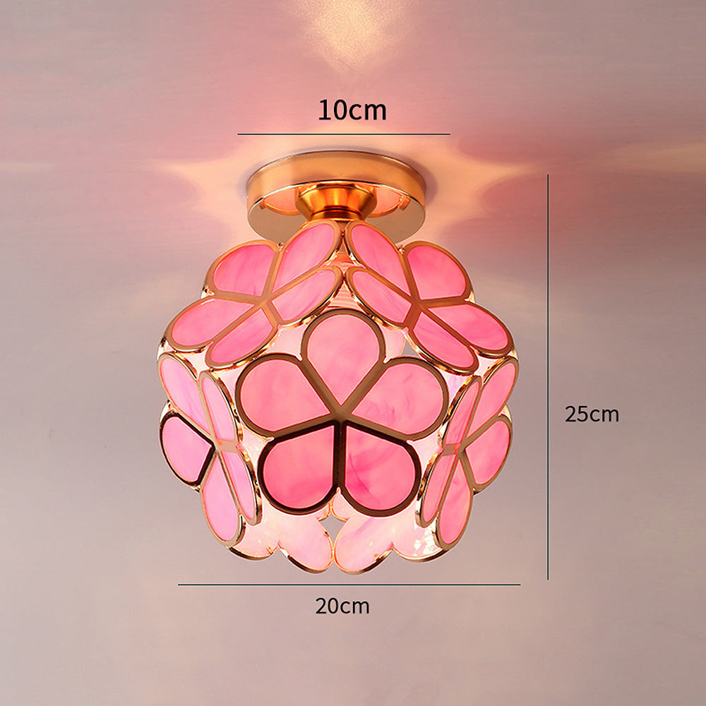 Bloemvormige plafondlamp met kristaldesign voor elegante ruimtes