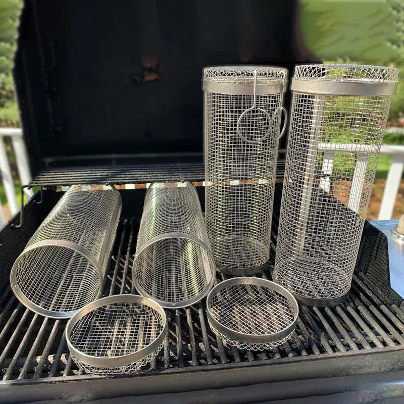 Roestvrijstalen Grillmand voor Groenten, Vlees en Zeevruchten op de BBQ