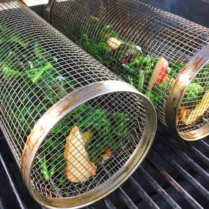 Roestvrijstalen Grillmand voor Groenten, Vlees en Zeevruchten op de BBQ