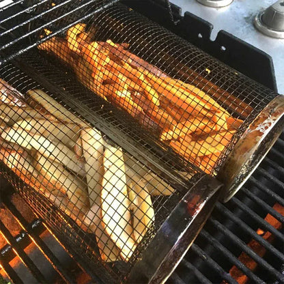 Roestvrijstalen Grillmand voor Groenten, Vlees en Zeevruchten op de BBQ